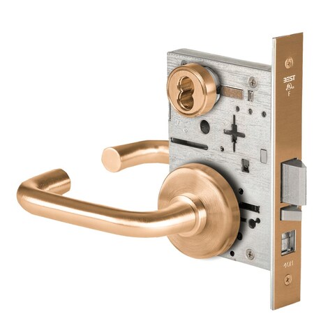 Best Grade 1 Office Mortise Lock, 3 Lever, H Rose, SFIC Housing Less Core, Satin Bronze Finish 45H7A3H612